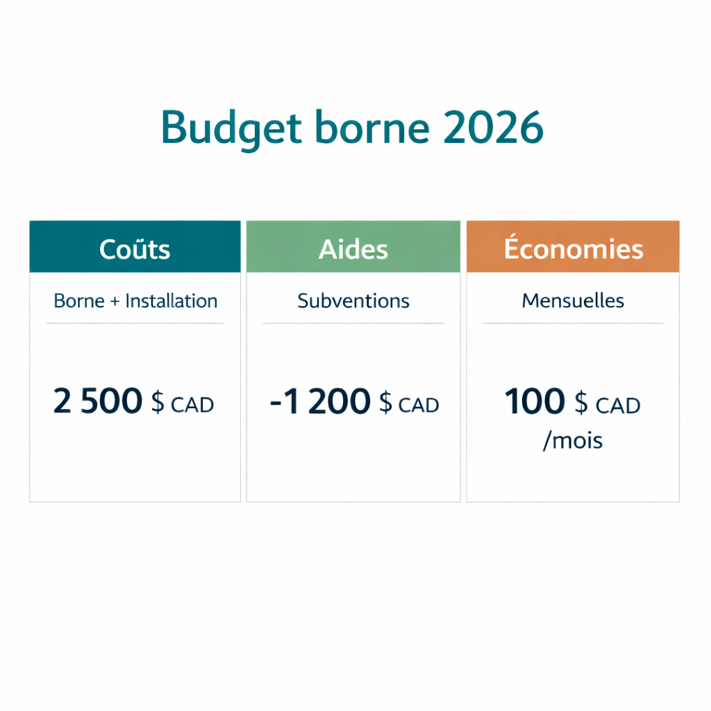 Coût complet d'une borne de recharge à domicile au Québec en 2026