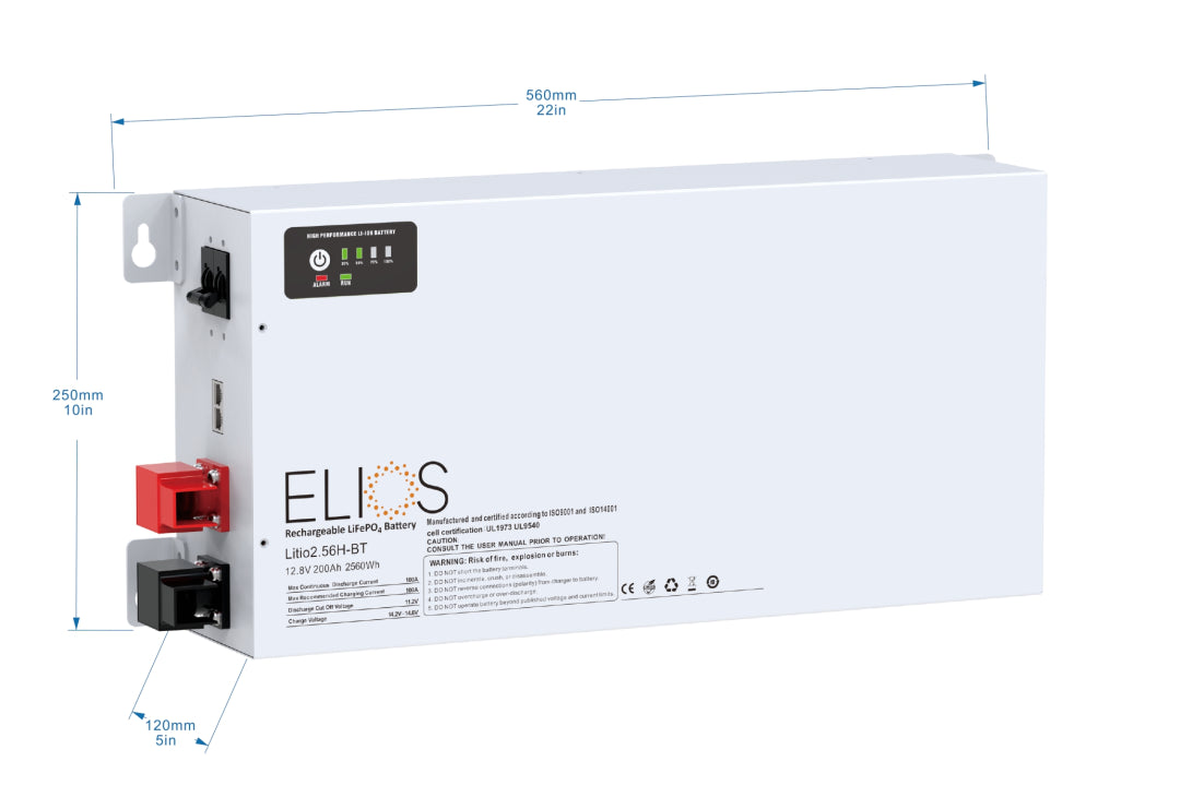 Batterie LiFePO4 12V 200Ah Bluetooth Elios | Pro-Charge