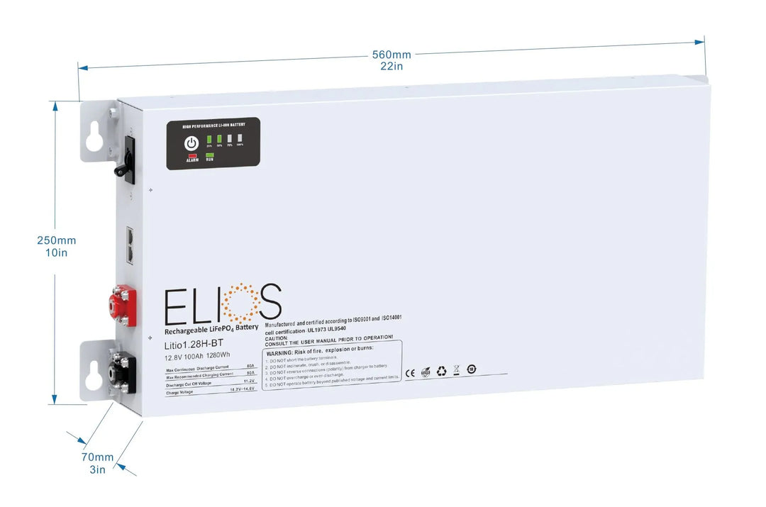 Batterie LiFePO4 12V 100Ah Slim Bluetooth Elios | Pro-Charge