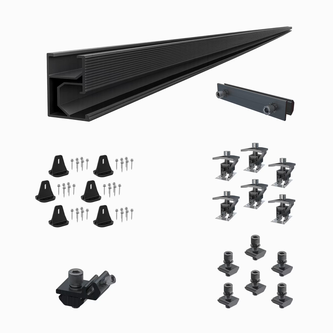 Kit de rails noirs Elios pour 2 panneaux solaires — Toit incliné