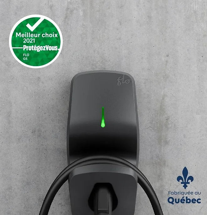 borne de recharge flo g5 fabriqué au Québec et recommandé par protégez vous